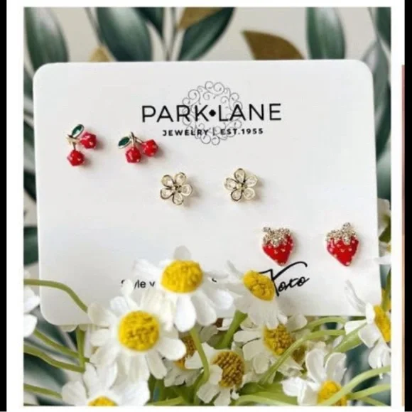 Park Lane Cherry and Strawberry Earring Trio - Picture 1 of 1